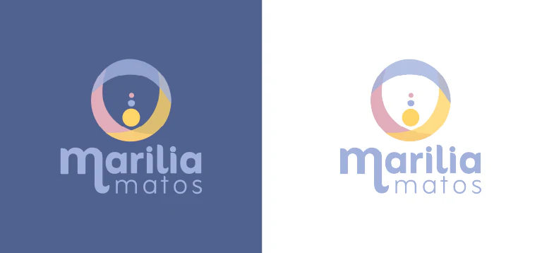 Assinatura da marca nas versões sobre fundo azul e sobre fundo branco